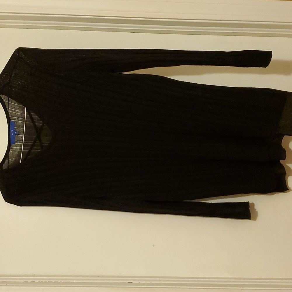 Apt. 9 cris-cross neckline light-weight tunic sweater, XL, Black